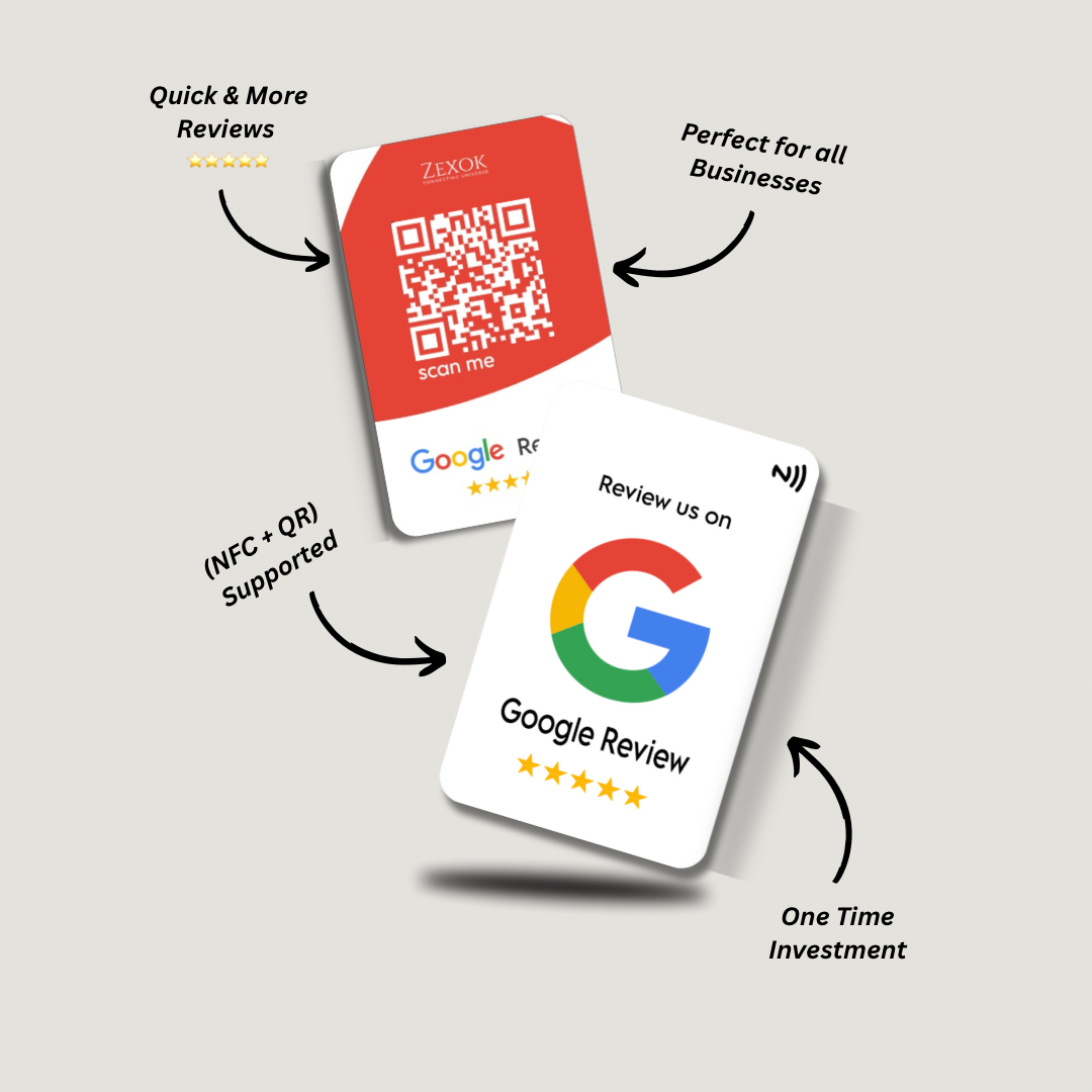 Zexok 5★ Google Review Card – Tap. Review. Dominate.