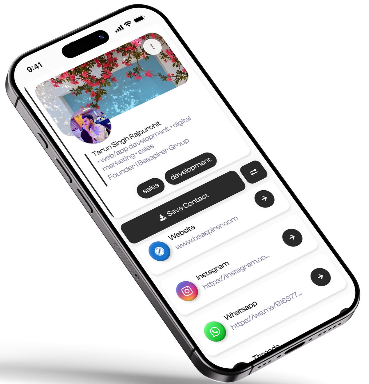 Phone with a zexok website open on a white background